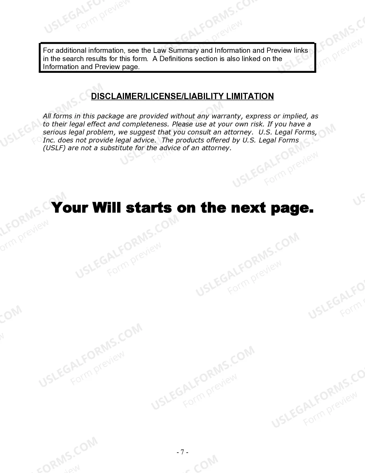 Preview Last Will and Testament for Domestic Partner with Adult Children from Prior Marriage