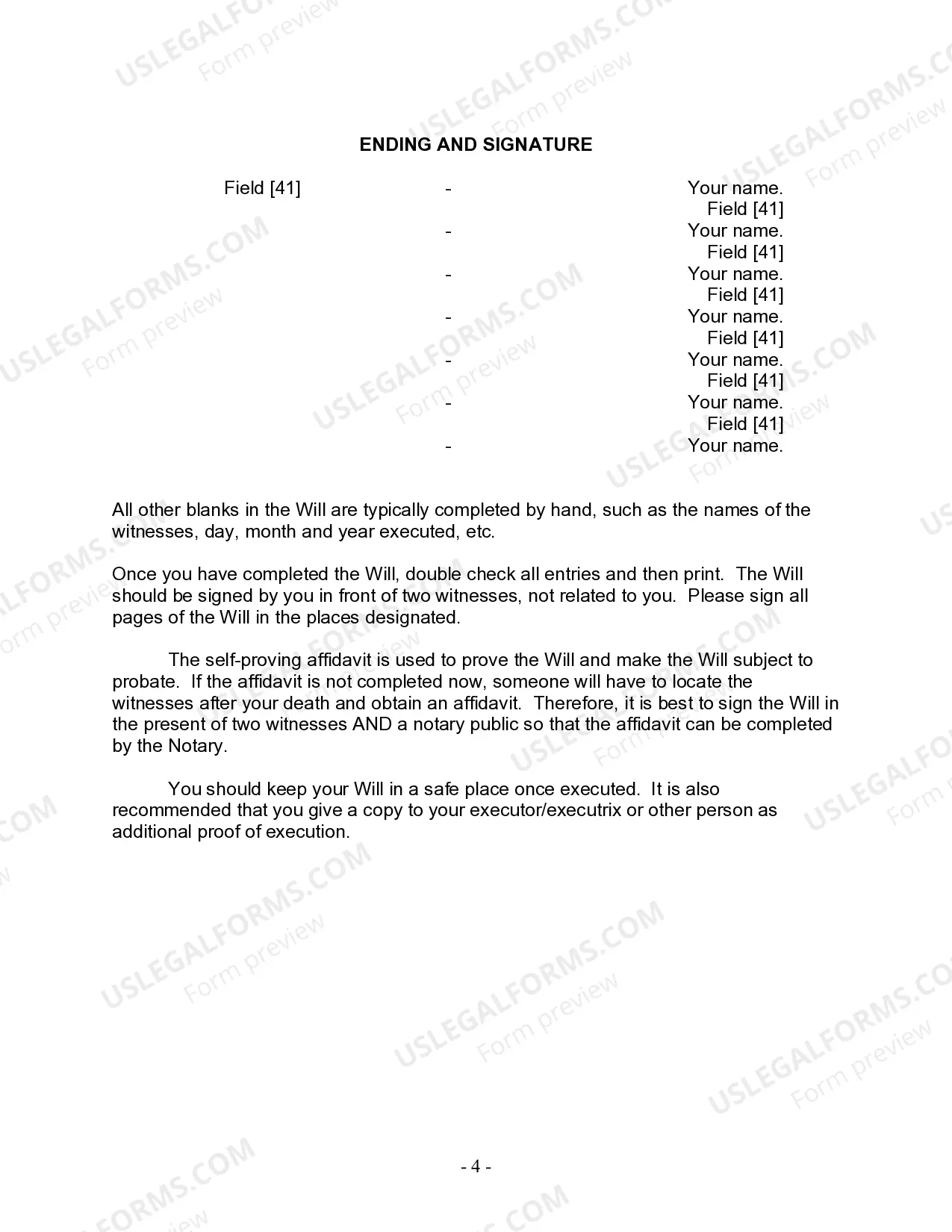 Preview Last Will and Testament for Civil Union Partner with Adult Children from Prior Marriage