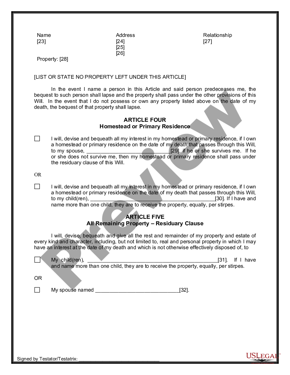 page 7 Legal Last Will and Testament Form for Married person with Adult Children from Prior Marriage preview