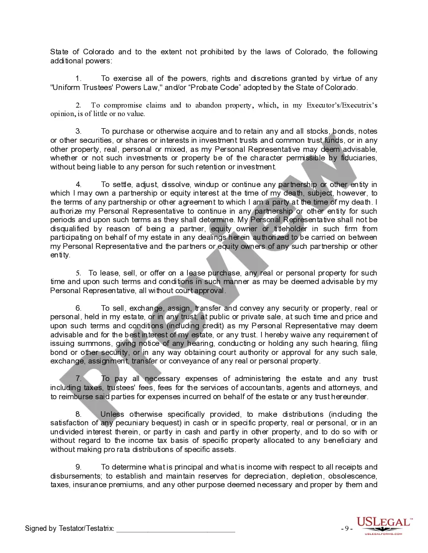 Preview Last Will and Testament for Divorced Person Not Remarried with No Children