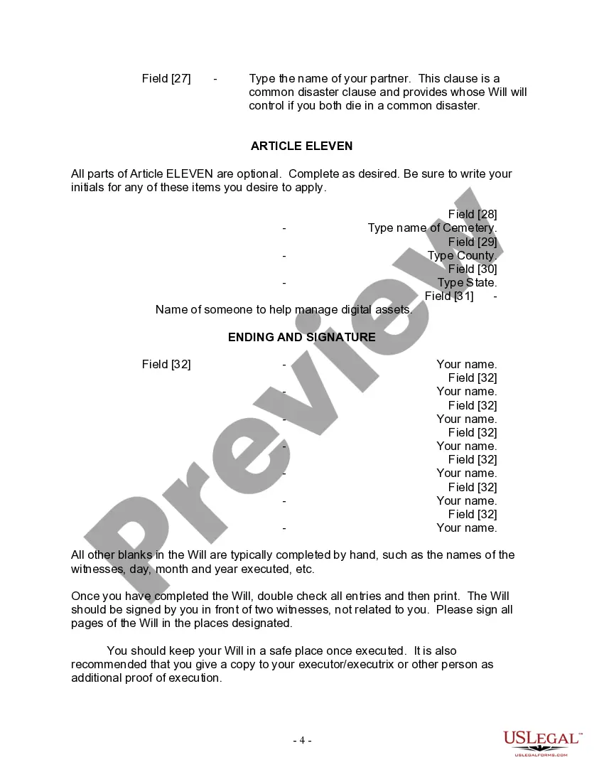 Get Last Will and Testament for a Domestic Partner with No Children Preview Last Will and Testament for a Domestic Partner with No Children