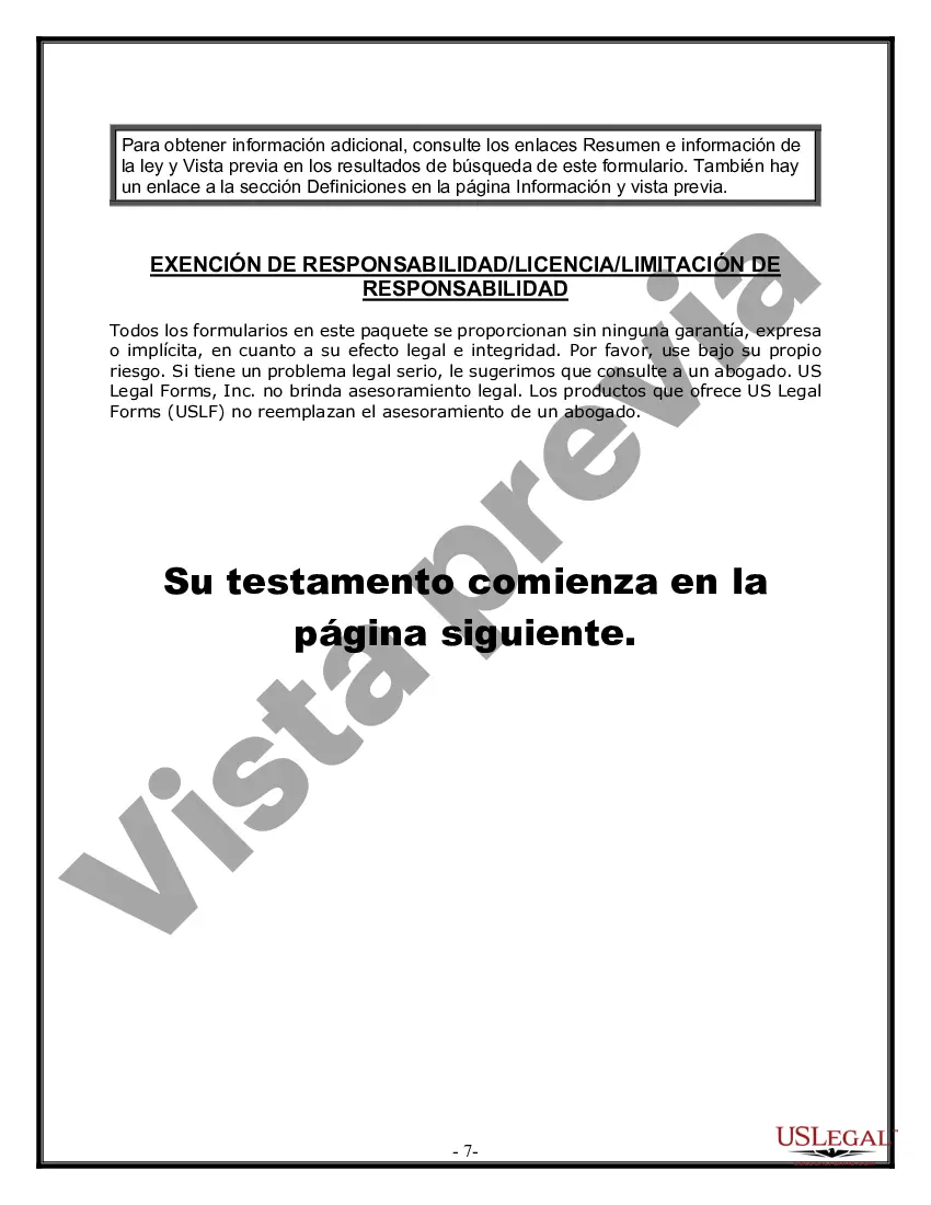 Preview Formulario de última voluntad y testamento legal para pareja de hecho con hijos menores