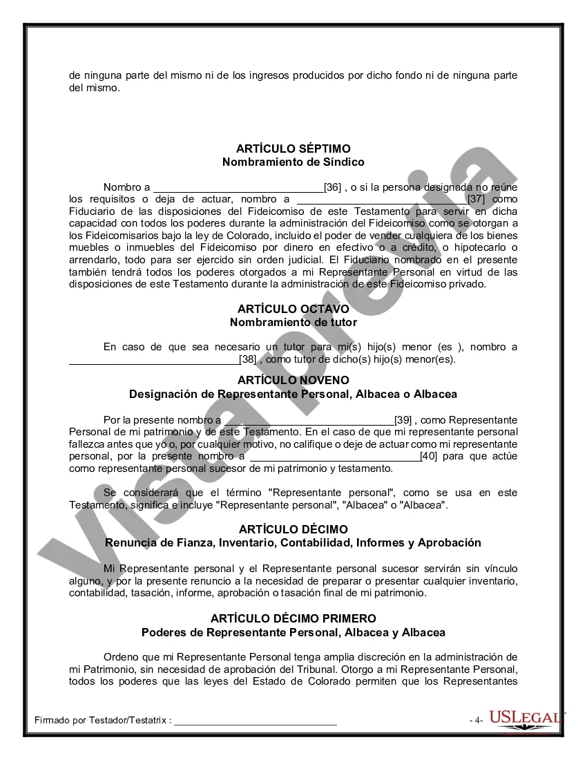 Preview Formulario de última voluntad y testamento legal para personas divorciadas que no se han vuelto a casar con hijos adultos y menores