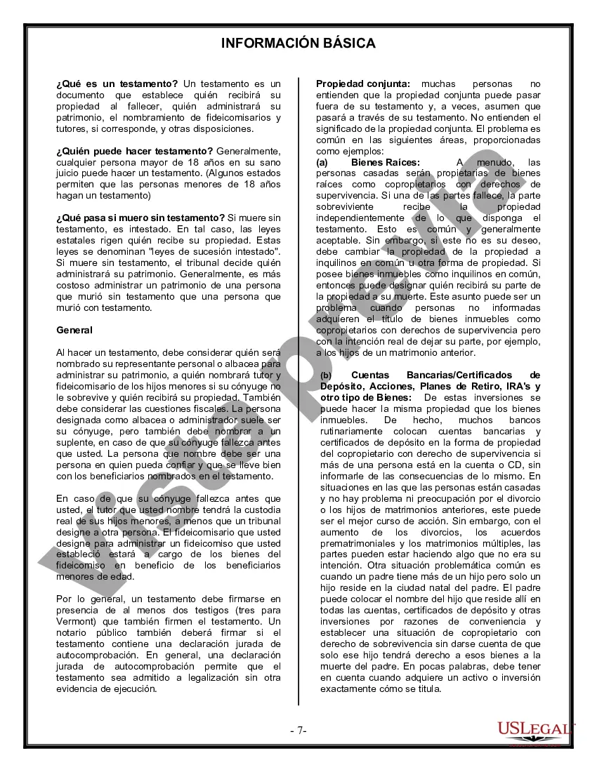 Preview Formulario de última voluntad y testamento legal para persona casada con hijos menores