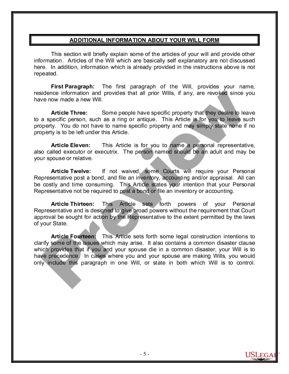 page 4 Legal Last Will and Testament Form for Married person with Minor Children preview