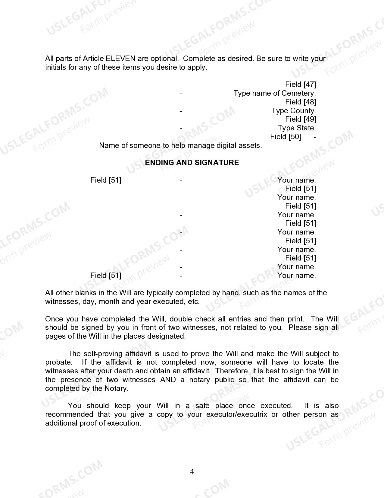Preview Last Will and Testament for Civil Union Partner with Minor Children
