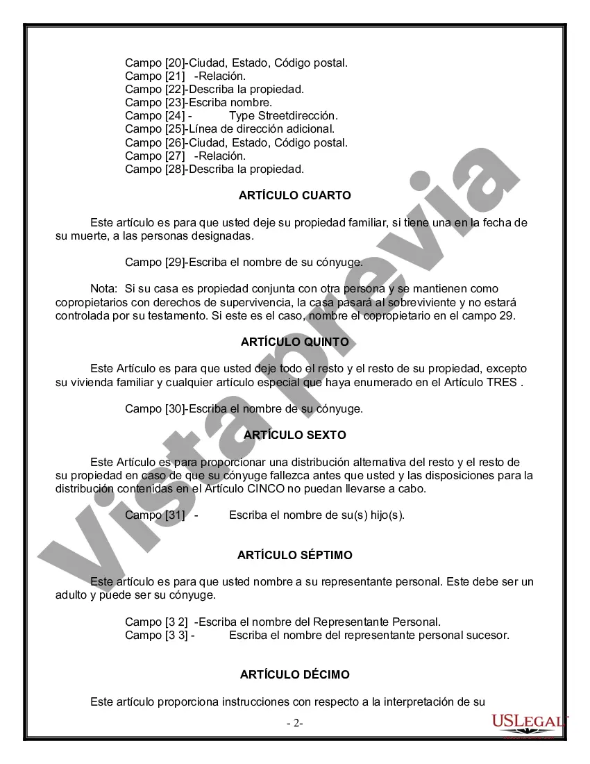 Preview Paquete de Voluntades Mutuas con Últimas Voluntades y Testamentos para Pareja Casada con Hijos Adultos