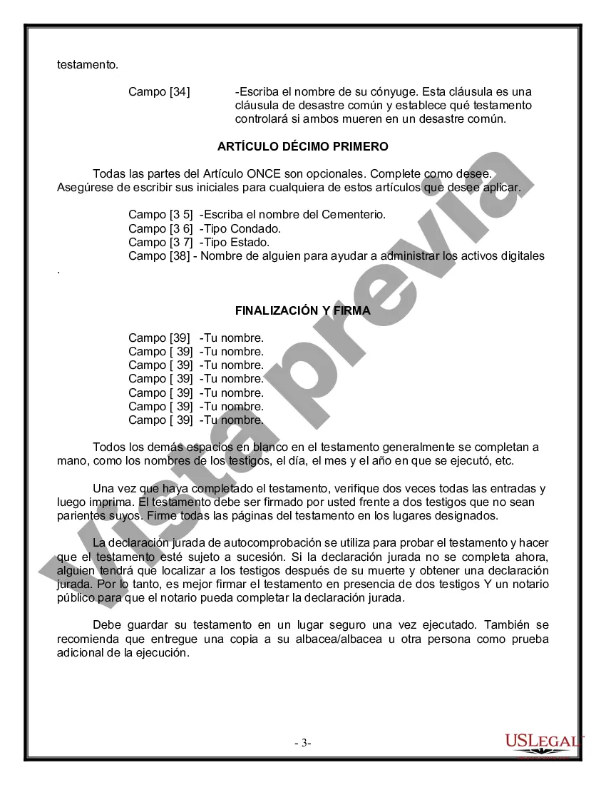 Preview Paquete de Voluntades Mutuas con Últimas Voluntades y Testamentos para Pareja Casada con Hijos Adultos