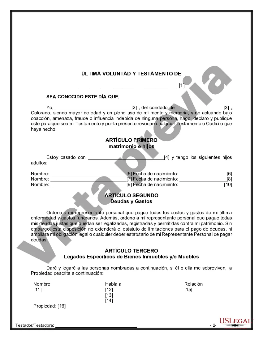 Preview Paquete de Voluntades Mutuas con Últimas Voluntades y Testamentos para Pareja Casada con Hijos Adultos