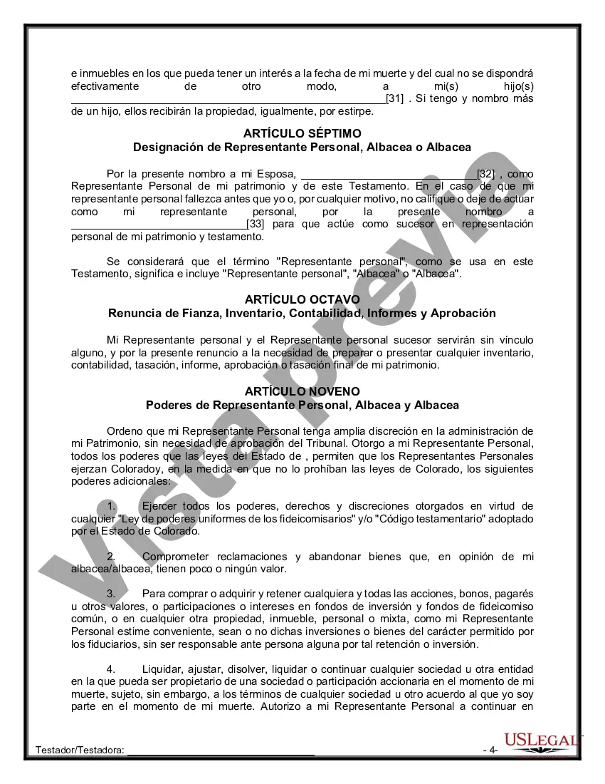 Preview Paquete de Voluntades Mutuas con Últimas Voluntades y Testamentos para Pareja Casada con Hijos Adultos