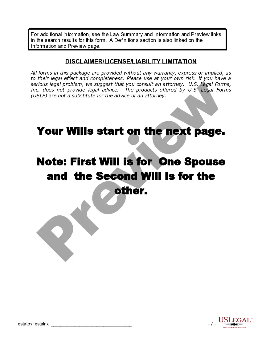 Preview Mutual Wills Package with Last Wills and Testaments for Married Couple with Adult Children