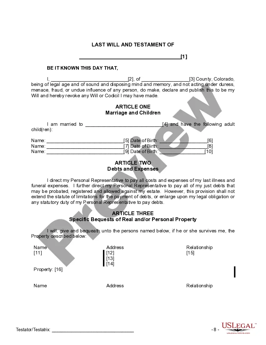 Preview Mutual Wills Package with Last Wills and Testaments for Married Couple with Adult Children
