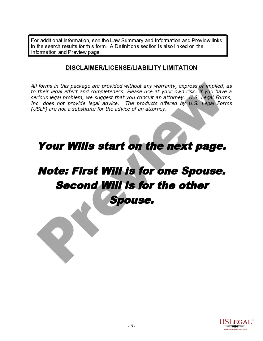 Preview Mutual Wills package with Last Wills and Testaments for Married Couple with No Children