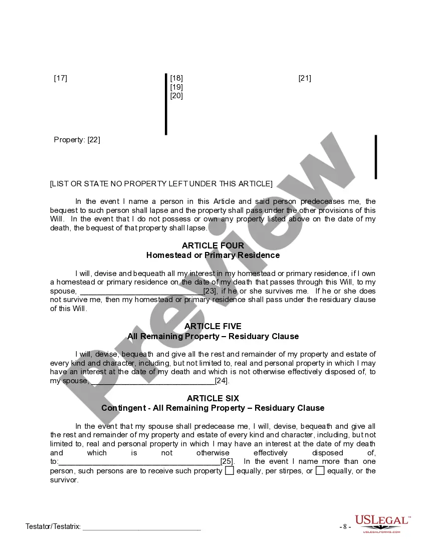 Preview Mutual Wills package with Last Wills and Testaments for Married Couple with No Children