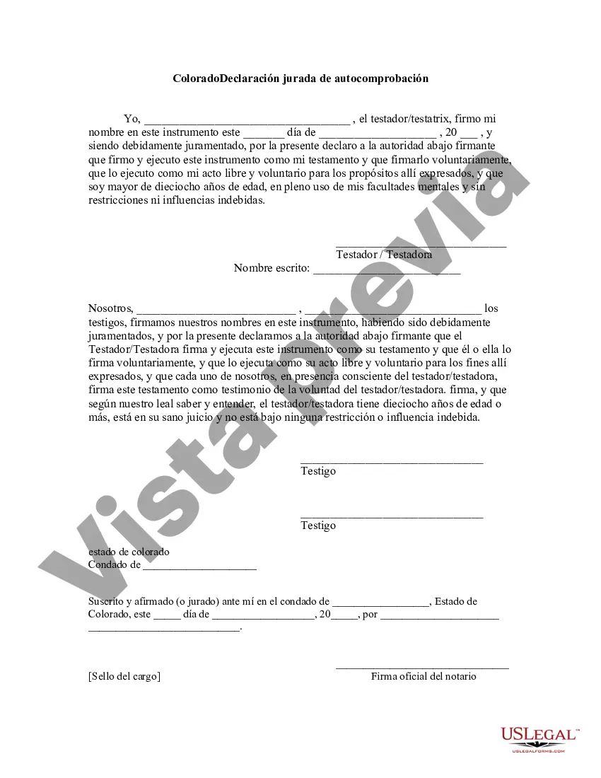 Get Codicilo de Colorado al formulario de testamento para enmendar su testamento - Cambios o enmiendas de testamento Preview Codicilo de Colorado al formulario de testamento para enmendar su testamento - Cambios o enmiendas de testamento
