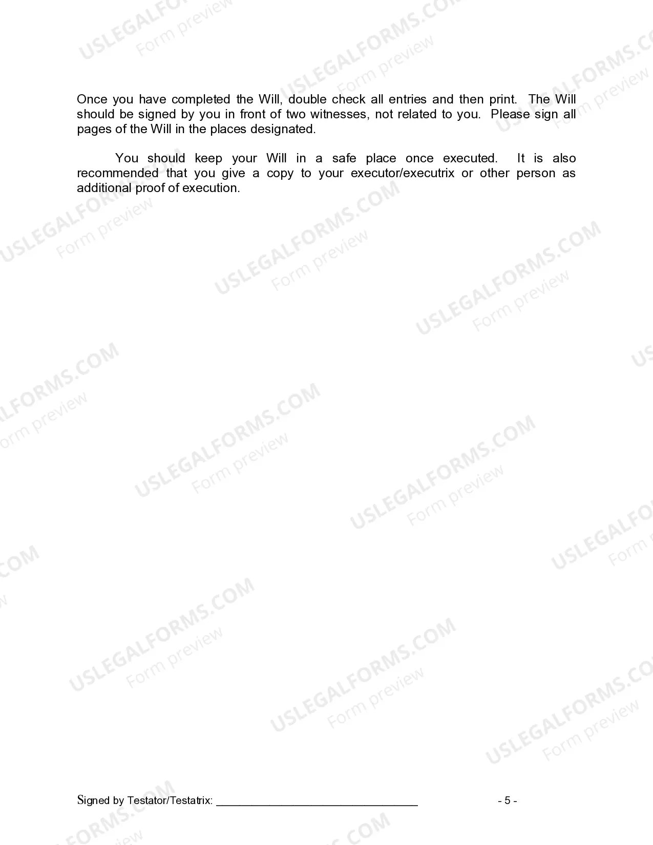 Preview Last Will and Testament for Domestic Partner with Adult and Minor Children from Prior Marriage