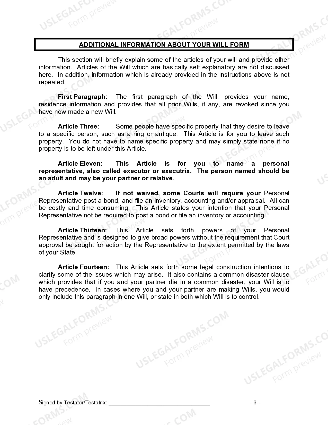 Preview Last Will and Testament for Domestic Partner with Adult and Minor Children from Prior Marriage