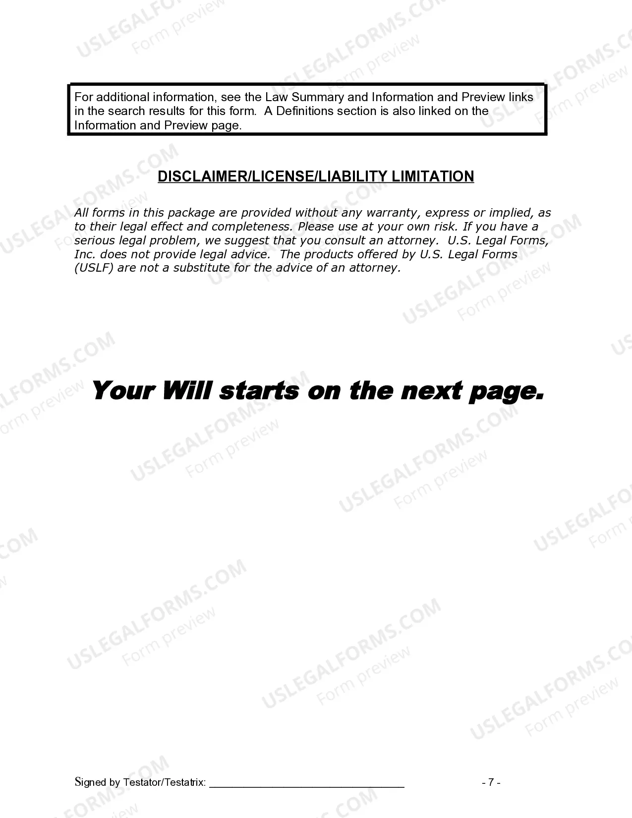 Preview Last Will and Testament for Domestic Partner with Adult and Minor Children from Prior Marriage