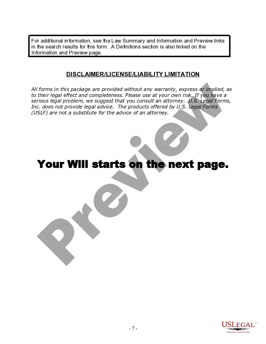 Preview Last Will and Testament for Married Person with Adult and Minor Children from Prior Marriage