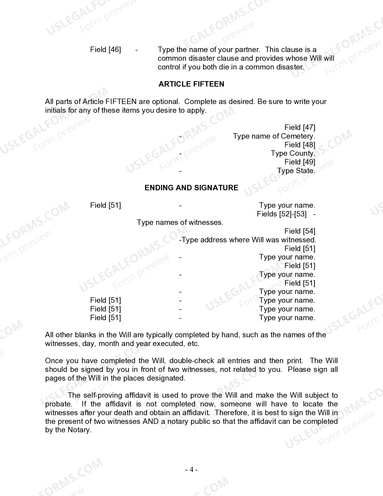 Preview Last Will and Testament for Civil Union Partner with Adult and Minor Children
