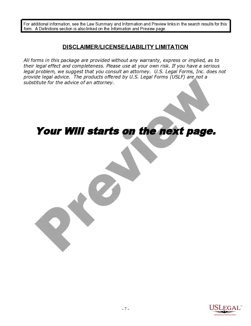 Preview Last Will and Testament for a Widow or Widower with Adult Children