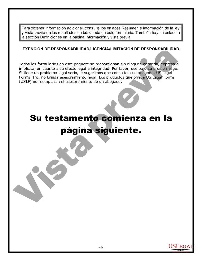 Preview Formulario Legal de Última Voluntad y Testamento para Viuda o Viudo con Hijos Menores