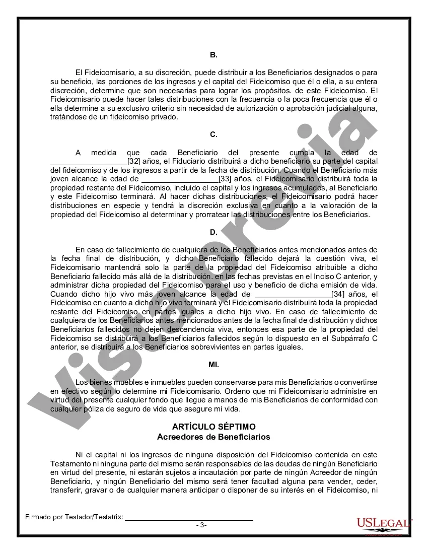 Preview Formulario Legal de Última Voluntad y Testamento para Viuda o Viudo con Hijos Menores