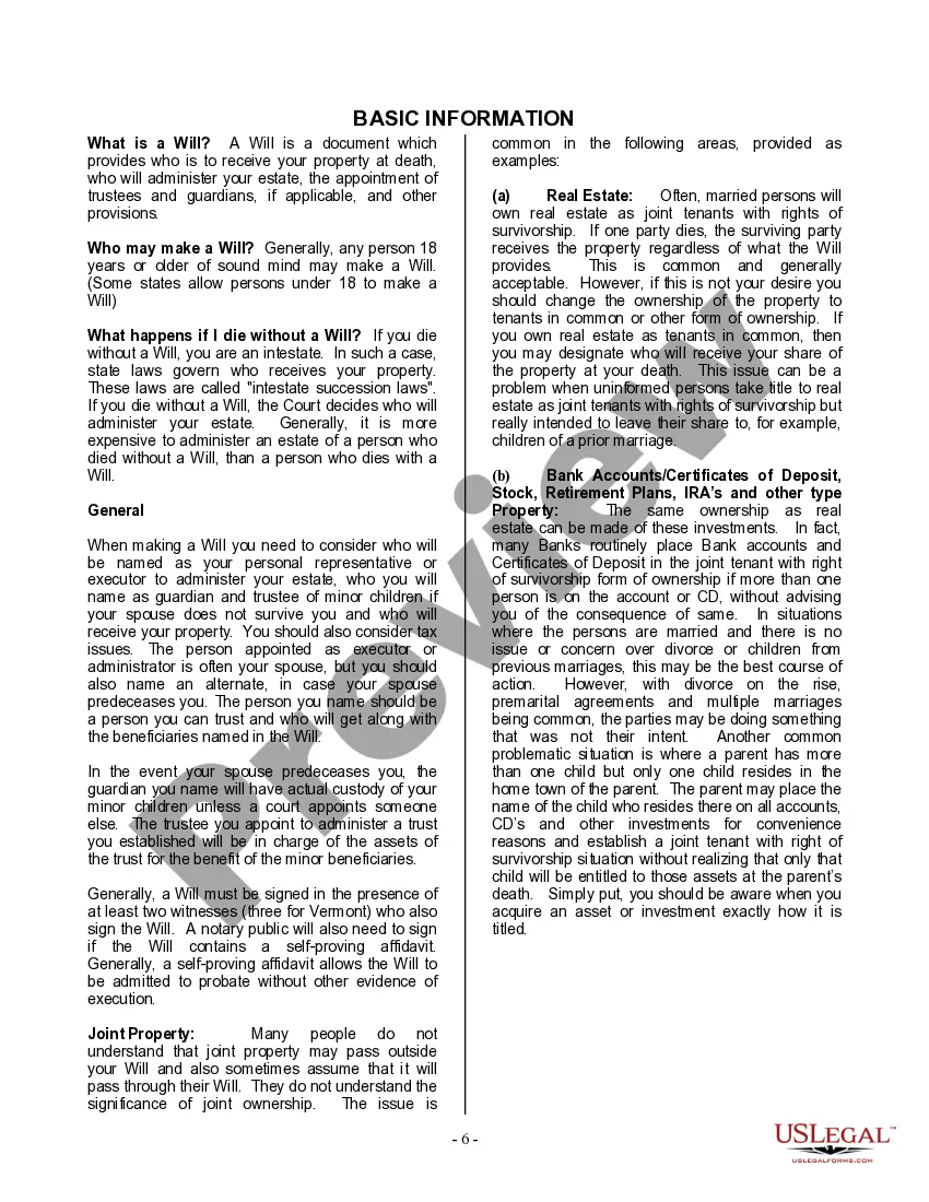 Preview Last Will and Testament for Widow or Widower with Minor Children