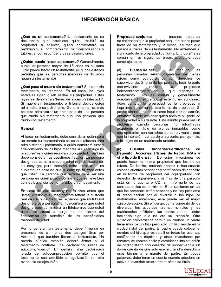 Preview Formulario Legal de Última Voluntad y Testamento para una Viuda o Viudo con Hijos Adultos y Menores