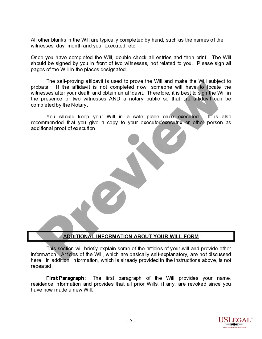 Preview Last Will and Testament for Divorced and Remarried Person with Mine, Yours and Ours Children