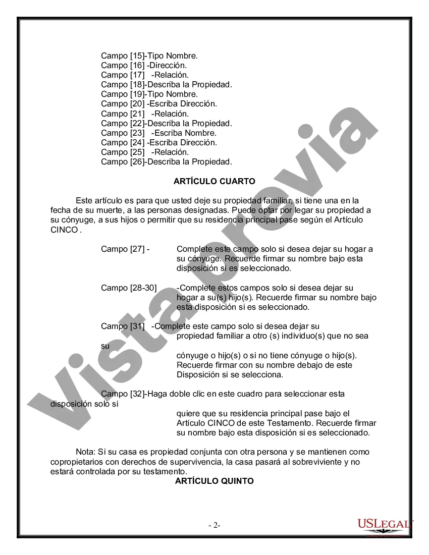 Preview Última voluntad y testamento para otras personas