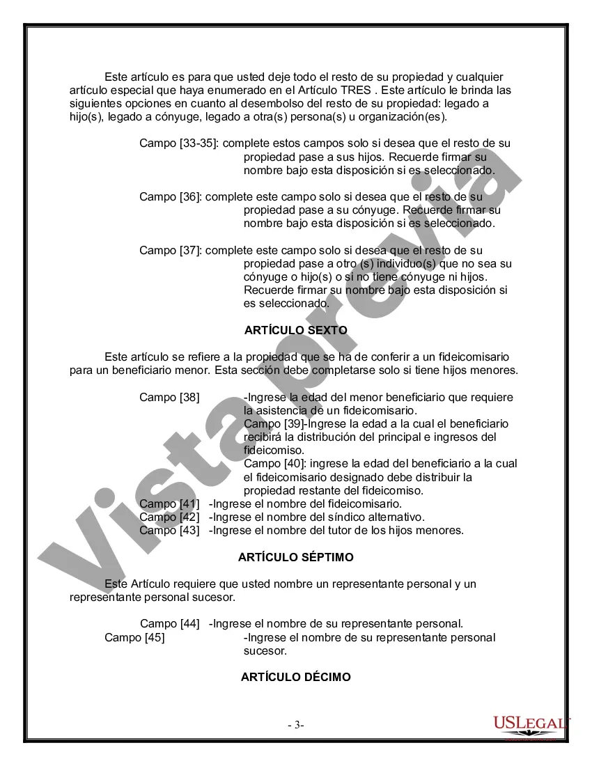 Preview Última voluntad y testamento para otras personas