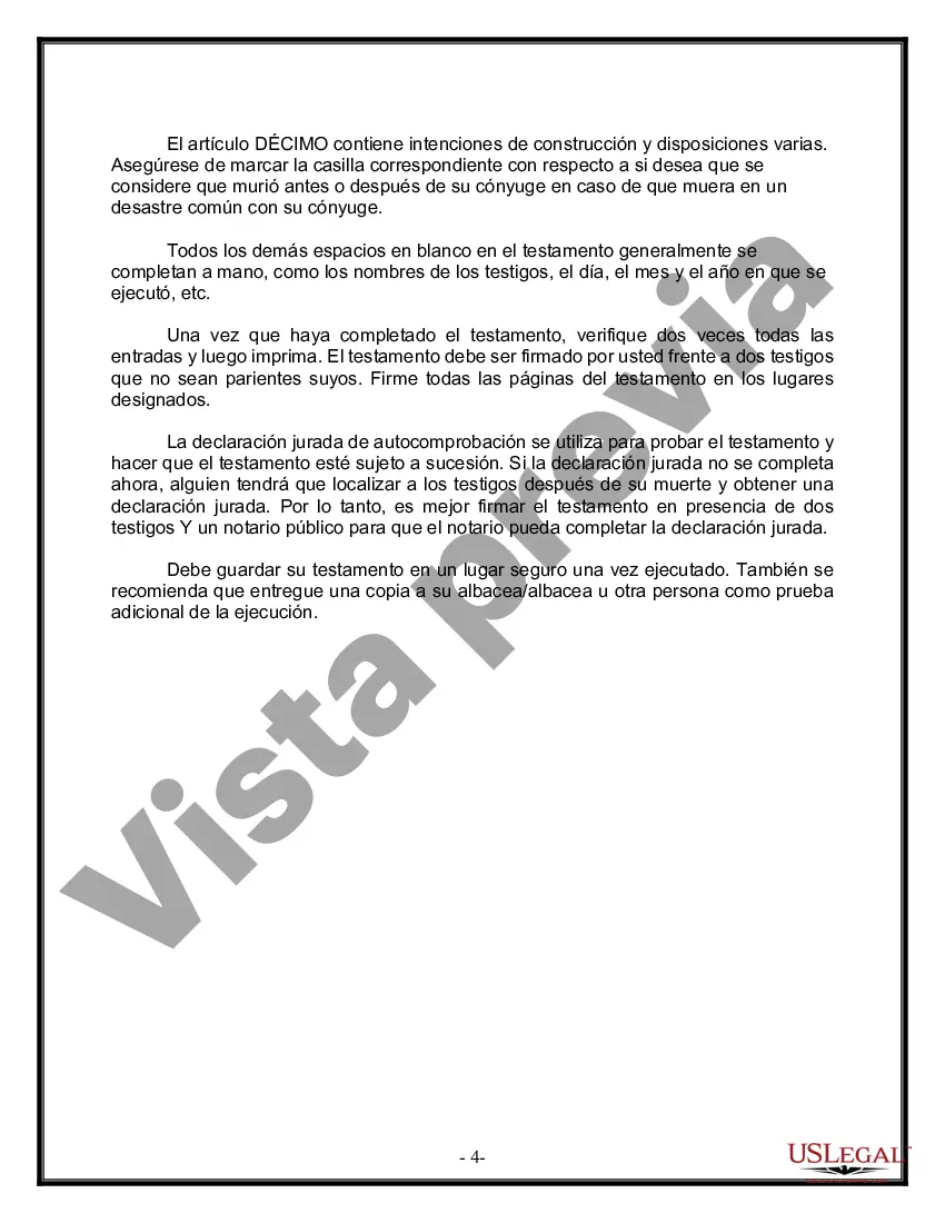 Preview Última voluntad y testamento para otras personas