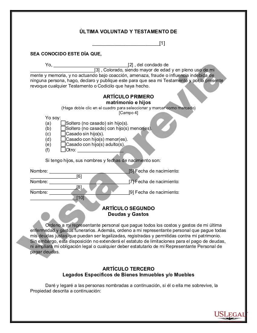 Preview Última voluntad y testamento para otras personas