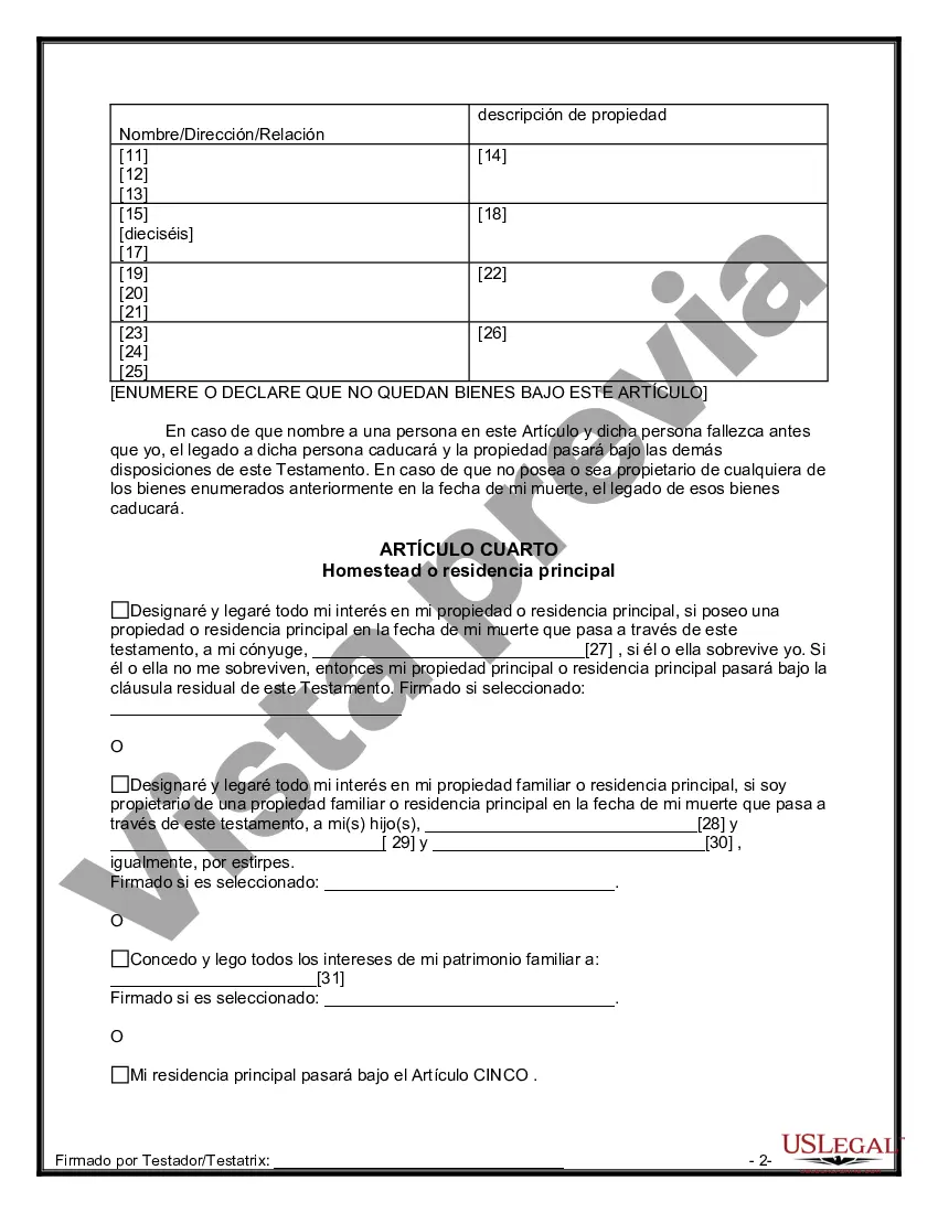 Preview Última voluntad y testamento para otras personas