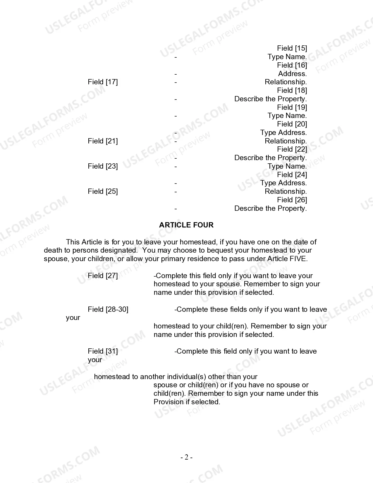 Preview Last Will and Testament for other Persons