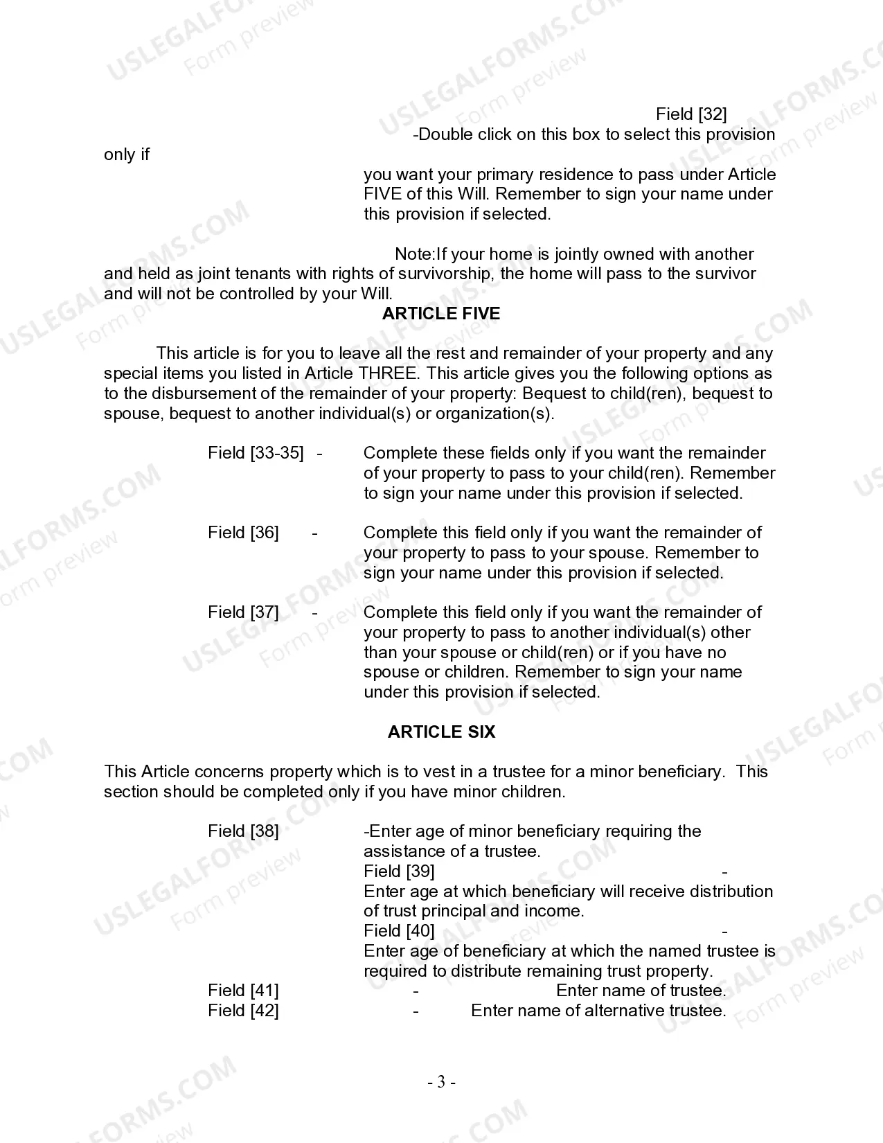 Preview Last Will and Testament for other Persons