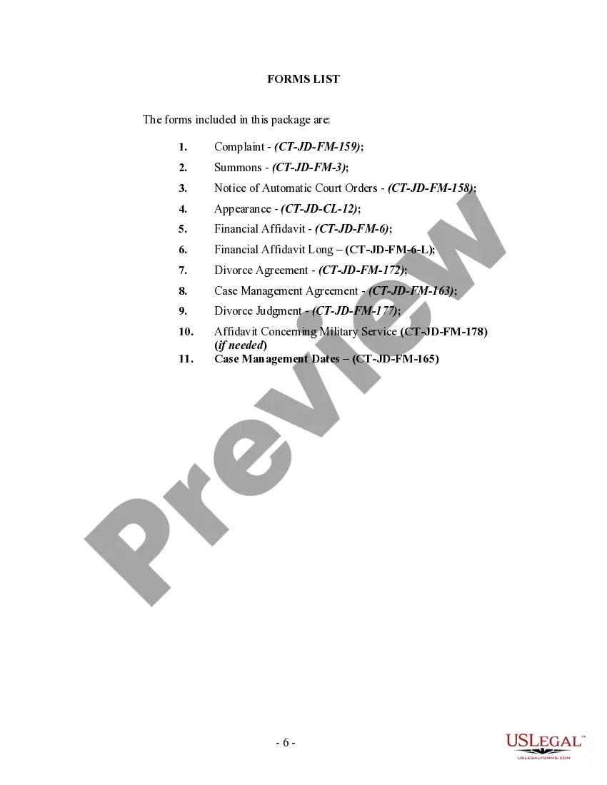 Get Connecticut No-Fault Uncontested Agreed Divorce Package for Dissolution of Marriage with Adult Children and with or without Property and Debts Preview Connecticut No-Fault Uncontested Agreed Divorce Package for Dissolution of Marriage with Adult Children and with or without Property and Debts