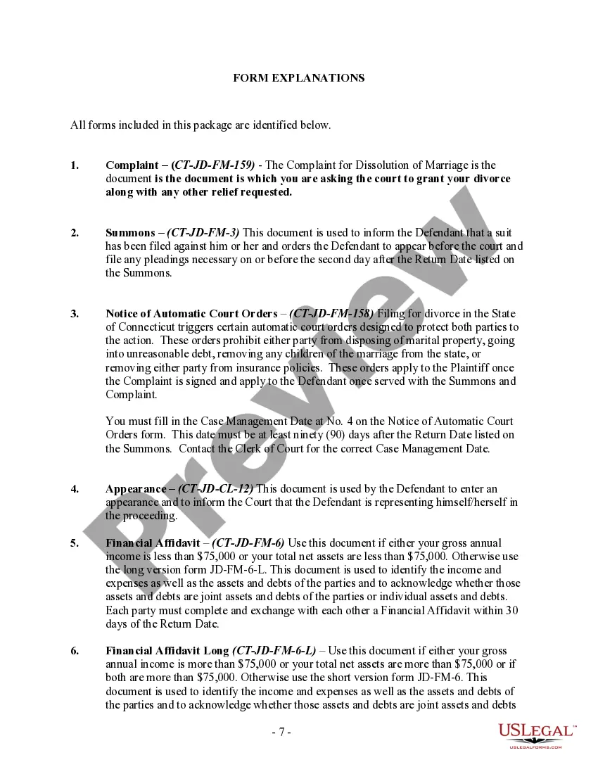 Get Connecticut No-Fault Uncontested Agreed Divorce Package for Dissolution of Marriage with Adult Children and with or without Property and Debts Preview Connecticut No-Fault Uncontested Agreed Divorce Package for Dissolution of Marriage with Adult Children and with or without Property and Debts