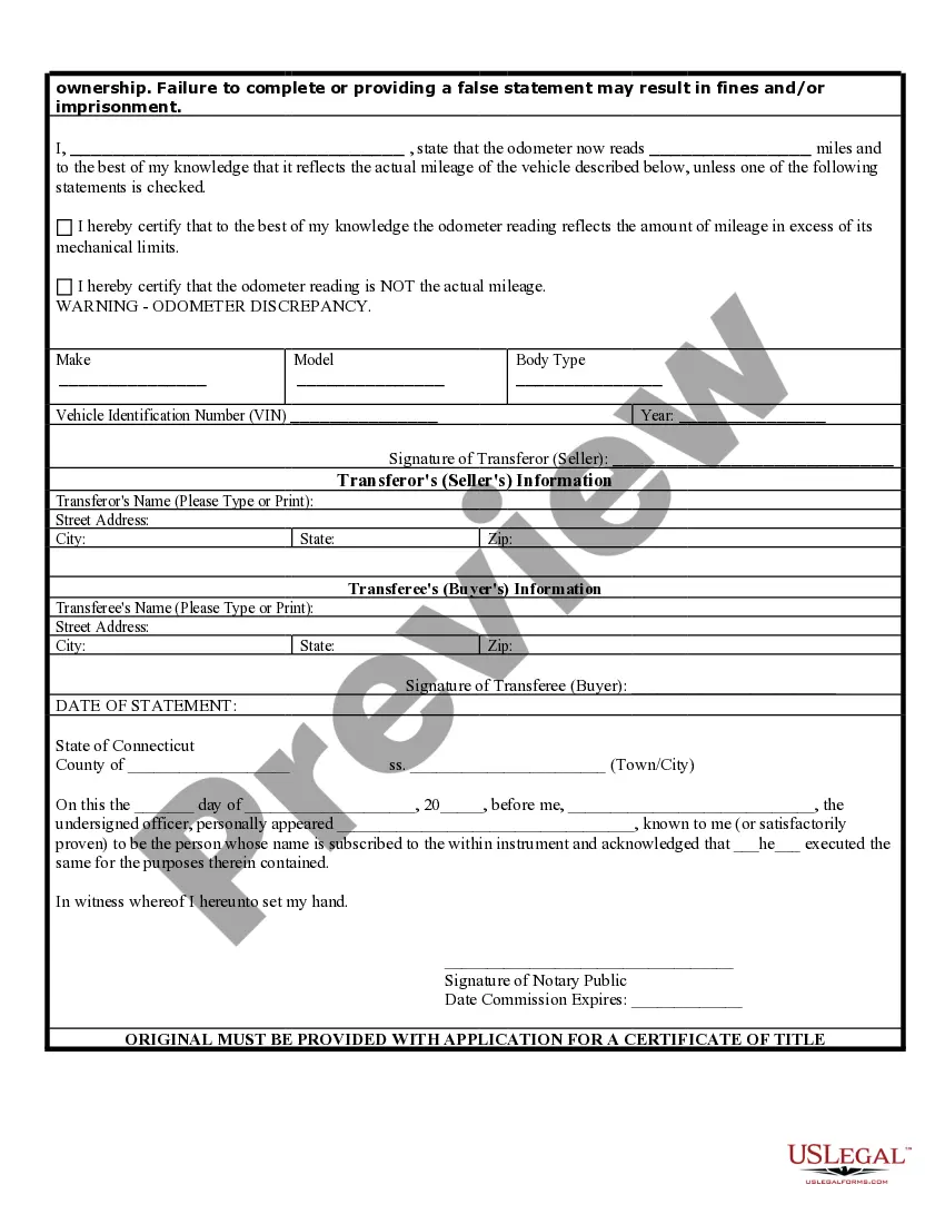 Get Bill of Sale of Automobile and Odometer Statement Preview Bill of Sale of Automobile and Odometer Statement
