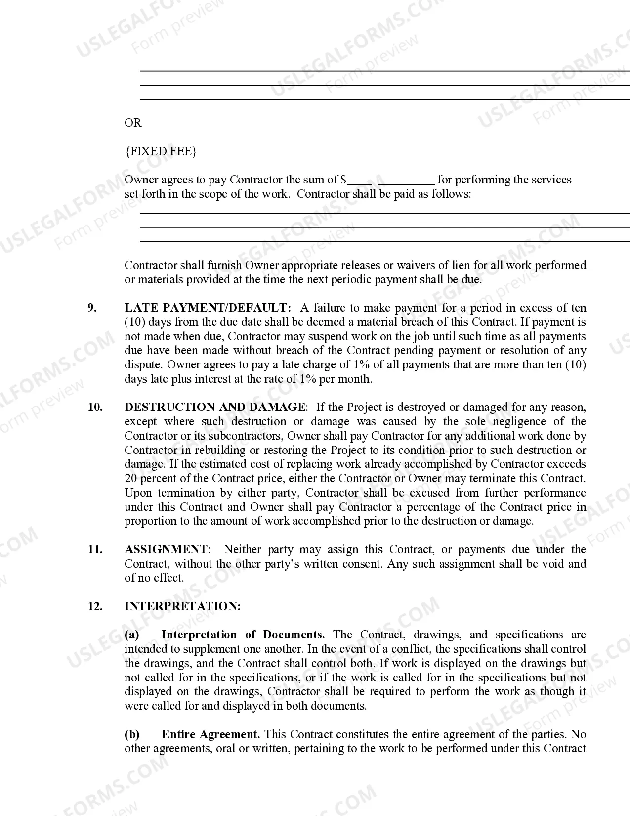 Preview Painting Contract for Contractor