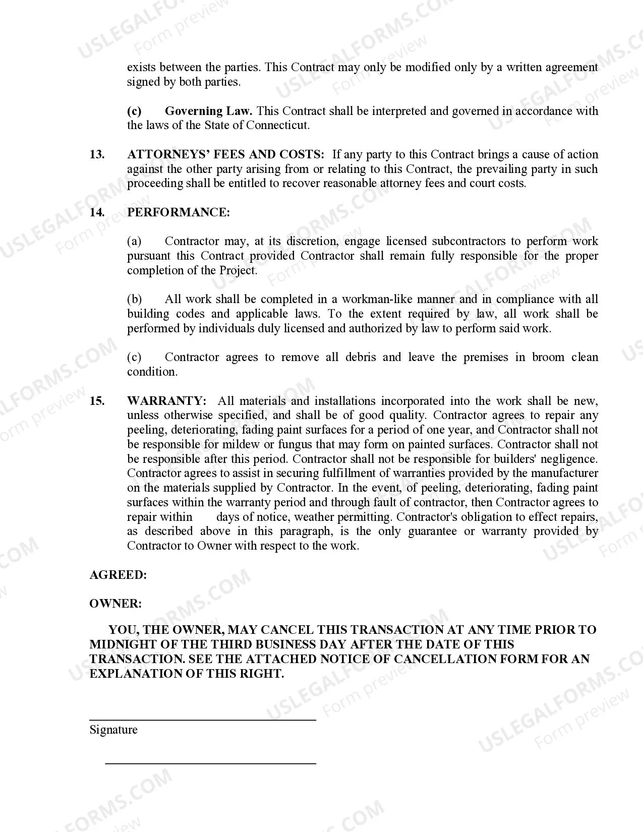 Preview Painting Contract for Contractor