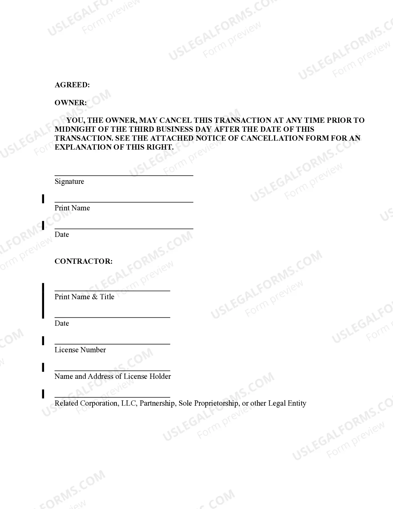 Preview Trim Carpenter Contract for Contractor