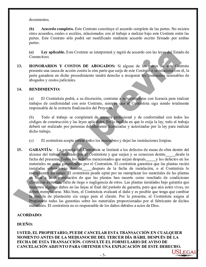 Preview Contrato de paisajismo para contratista