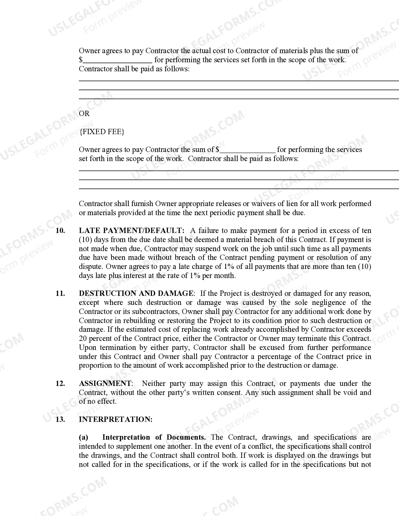 Preview Renovation Contract for Contractor