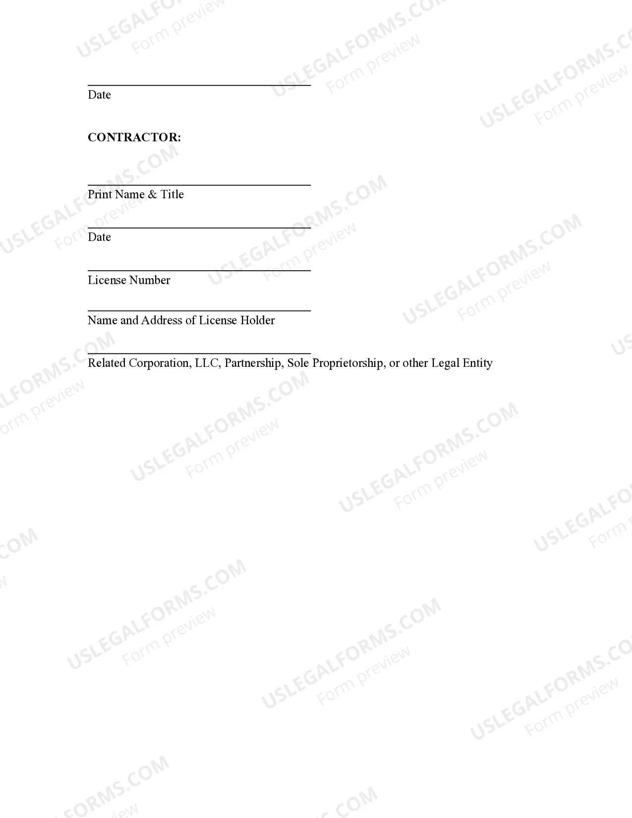 Preview Renovation Contract for Contractor