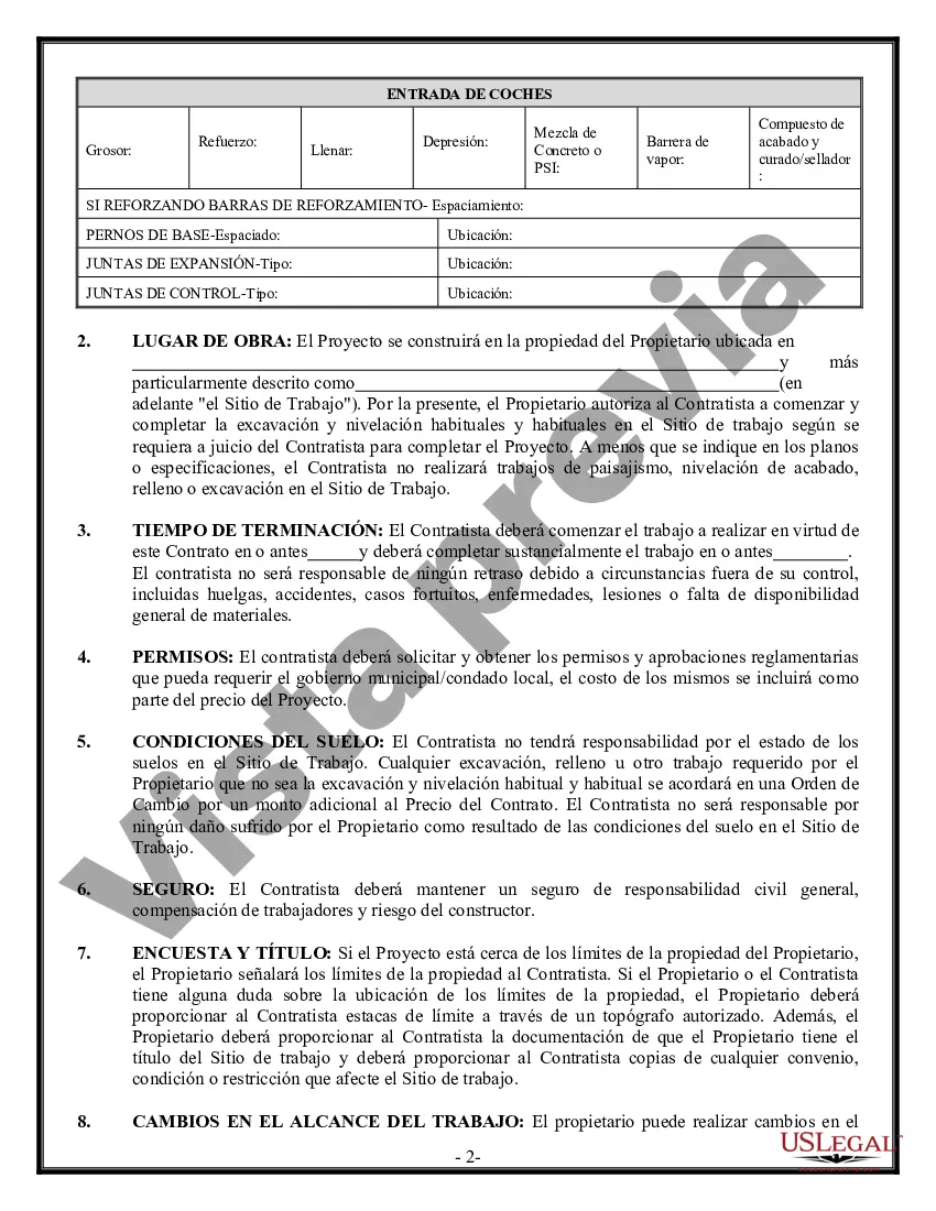 Preview Contrato de albañil de hormigón para contratista