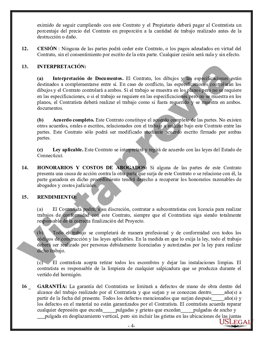 Preview Contrato de albañil de hormigón para contratista