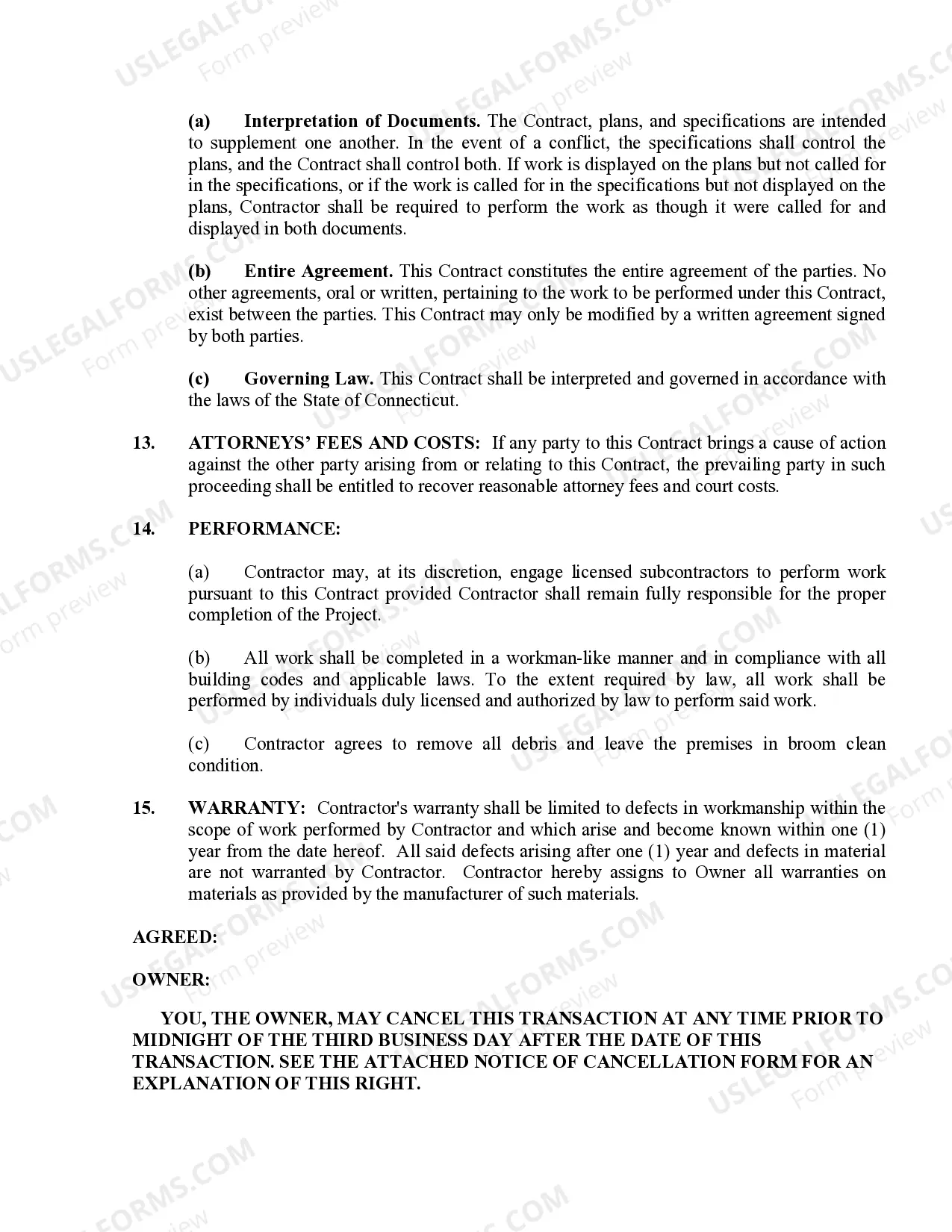 Preview Demolition Contract for Contractor