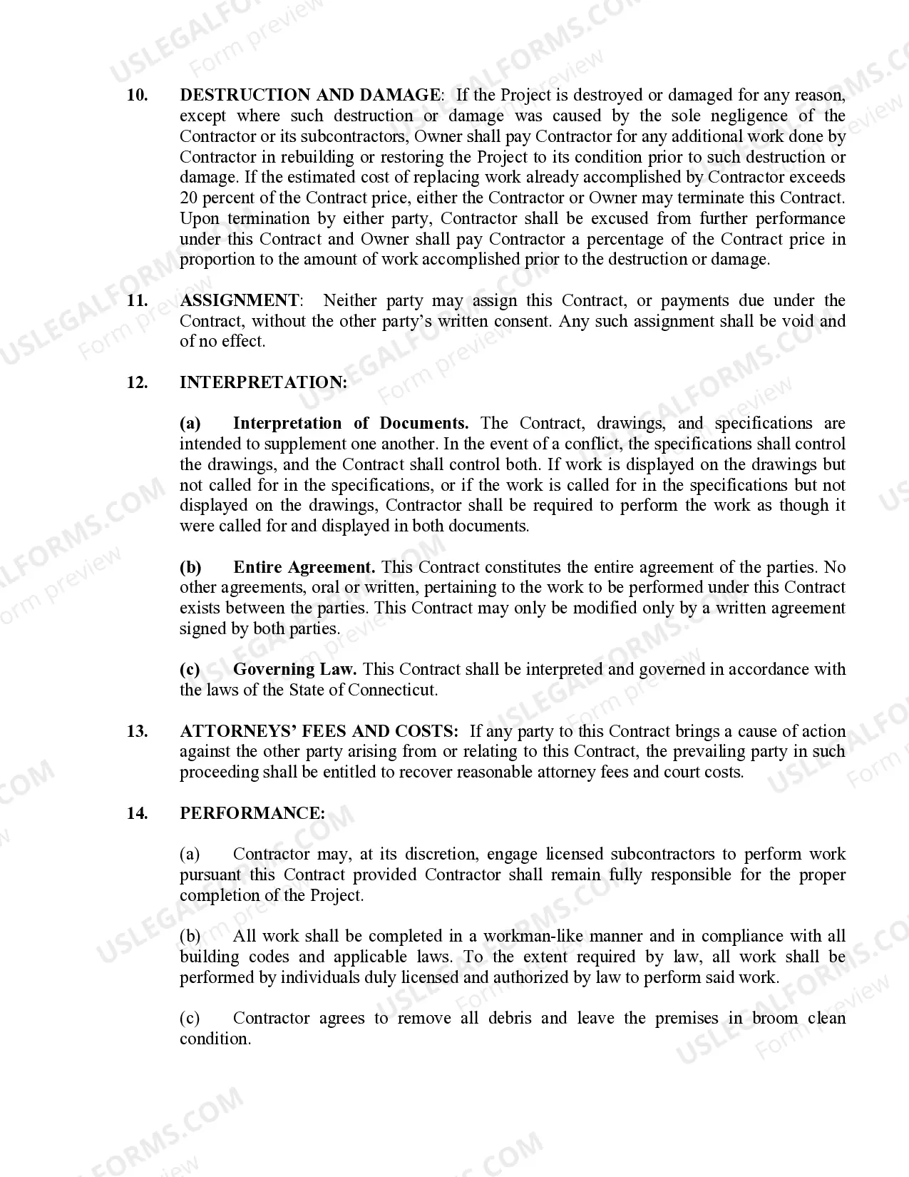 Preview Insulation Contract for Contractor